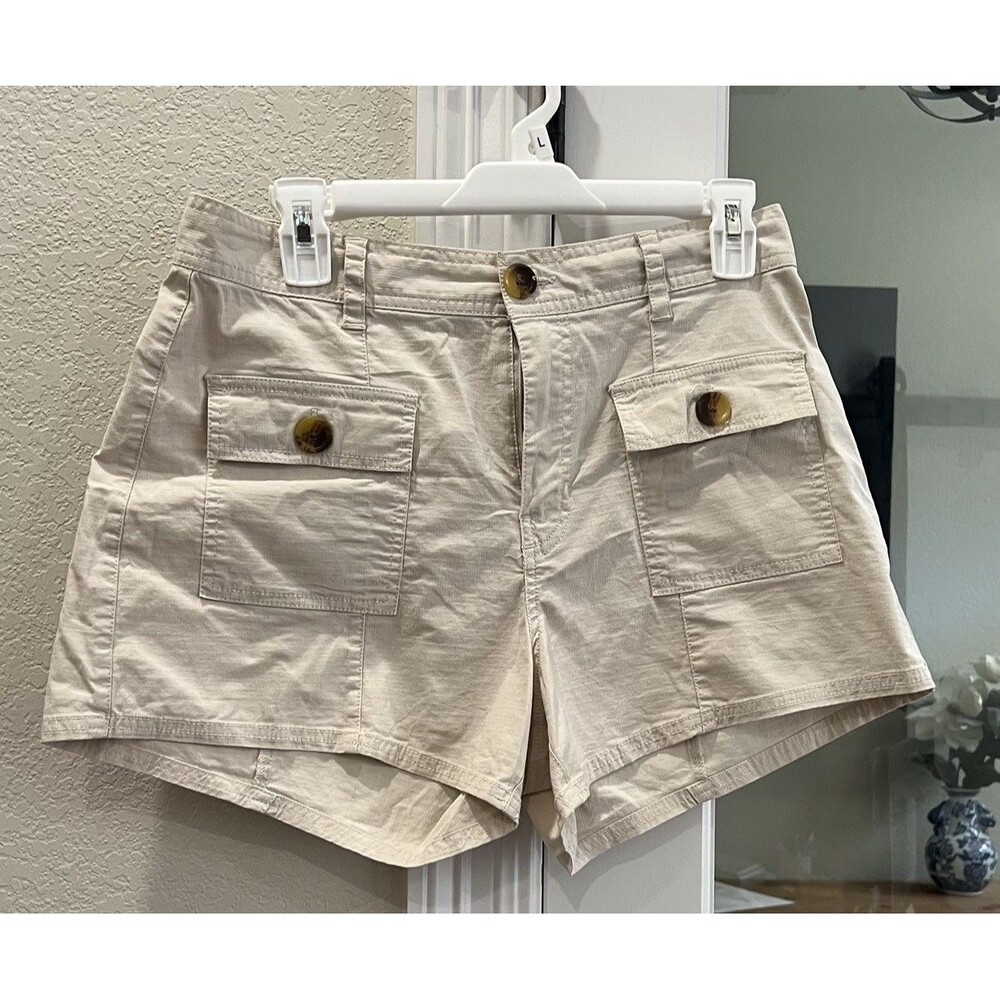 Vuori Vintage Ripstop Utility Shorts Women’s M Khaki Tan Organic Cotton Cargo 3”